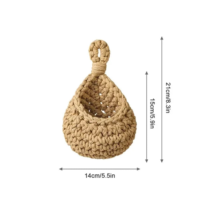 1pcs Handwoven Hanging Basket Wall Vegetable Fruit Organizer Container Decor for Kitchen Garden Mount Wall Plant Flower Onion