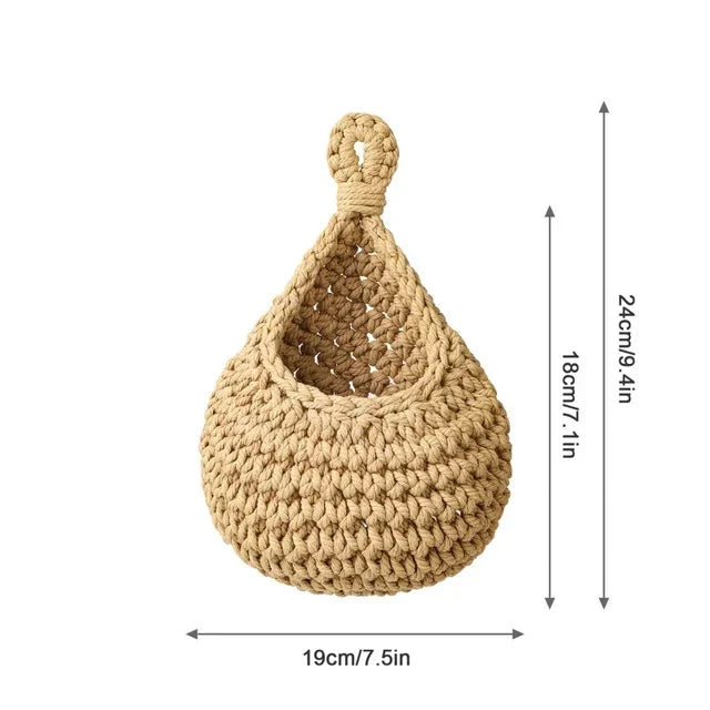 1pcs Handwoven Hanging Basket Wall Vegetable Fruit Organizer Container Decor for Kitchen Garden Mount Wall Plant Flower Onion